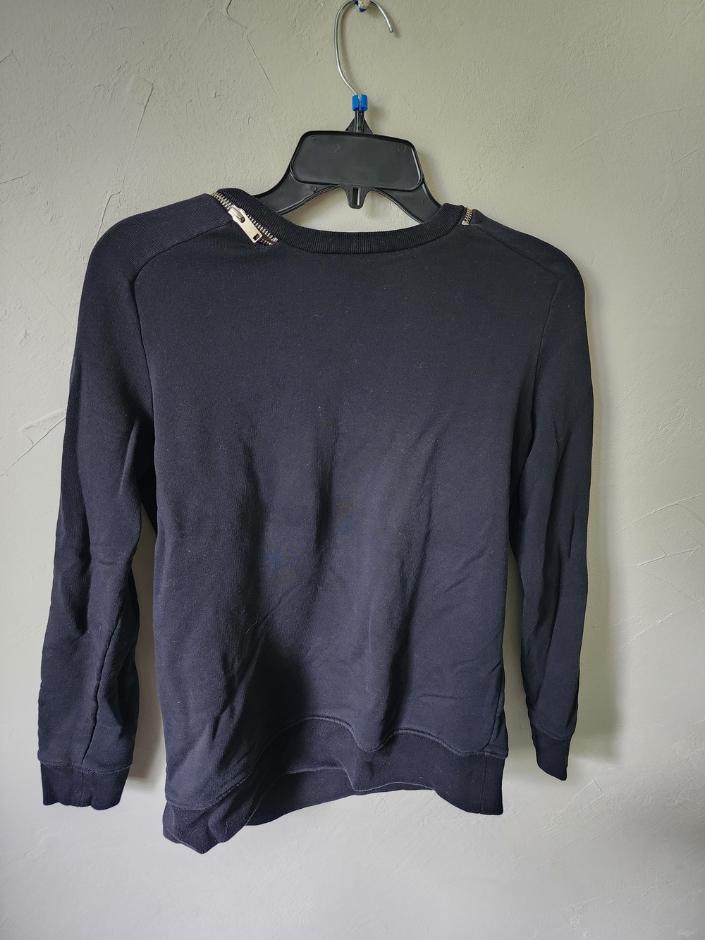 Women's Crewneck Sweater with Shoulder Zip Accents Size XS